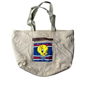 Vintage  90s Warner Bros. Looney Tunes Tweety Bird Sport canvas tote bag